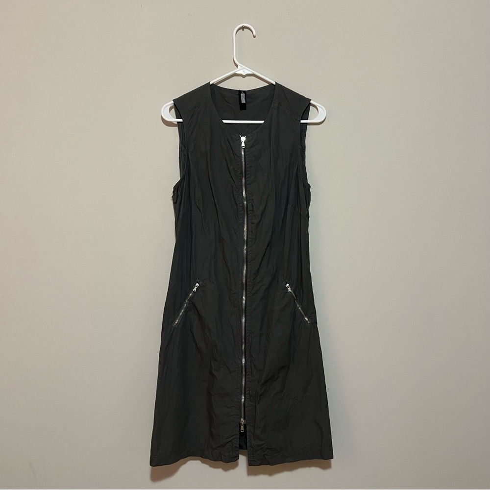 Dark Gray Sleeveless Zip-Front Dress